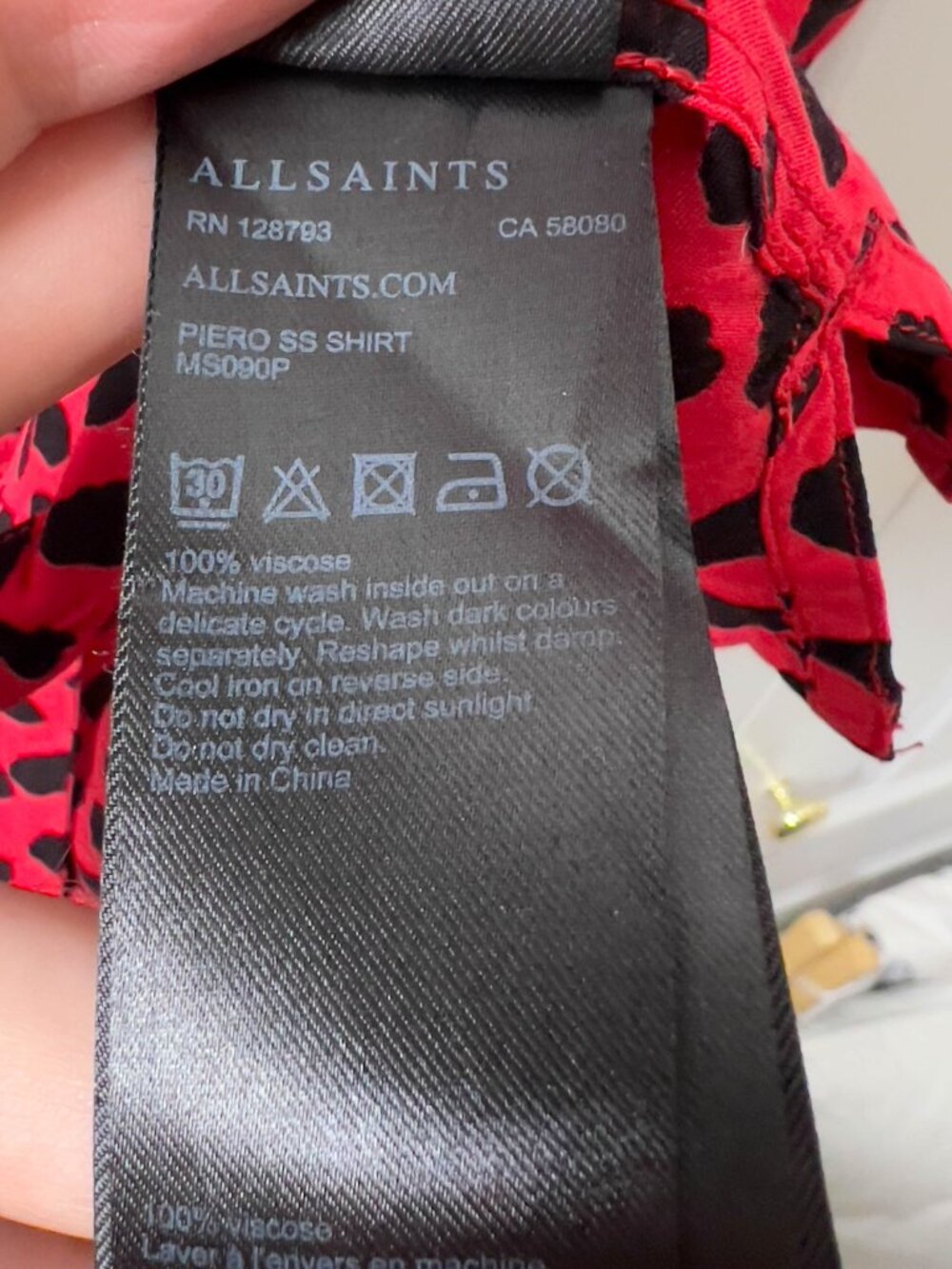 All Saints Mens Leopard Shirt XS - Picture 10 of 12